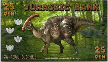 Beringia 25 Din, Jurassic Bank - Parasaurolophus - 2015