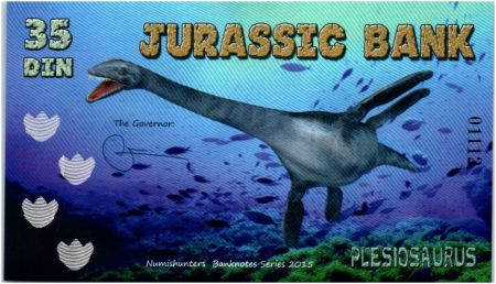 Beringia 35 Din, Jurassic Bank - Plésiosaure - 2015