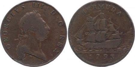 Bermudes 1 Penny Georges III, Bateau - 1793