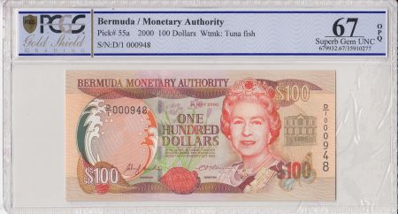 Bermudes 100 Dollars, Elisabeth II  - 2000 - PCGS 67 OPQ
