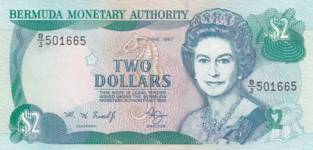 Bermudes 2 Dollars Elisabeth II - Carte ile - 1997