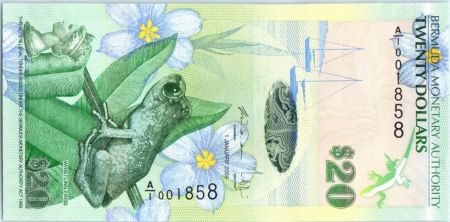 Bermudes 20 Dollars Grenouille et Fleurs - Phare - 2009 Série A.1