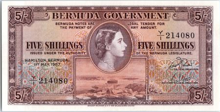 Bermudes 5 Shillings Elisabeth II - Armoiries - 1957 - Y1