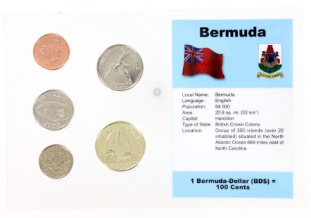 Bermudes Blister 5 monnaies BERMUDES (1 cent à 1 dollar)