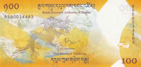 Bhoutan 100 Ngultrum 2016 (2018)  - Dragons - 1 an du Prince HRH The Gyalsey