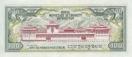 Bhoutan 100 Ngultrum J. Singye Wangchuk - Palais Tasichho - 1986