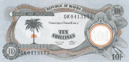 Biafra 10 Shillings Palmier - Usine - 1968