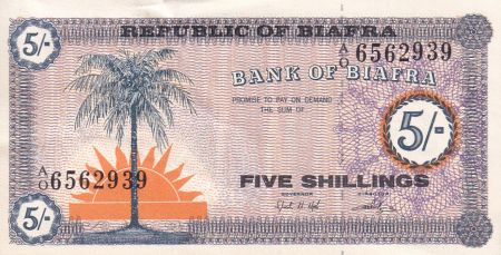 Biafra 5 Shillings - Palmier - Jeunes filles - ND (1967) - P.1