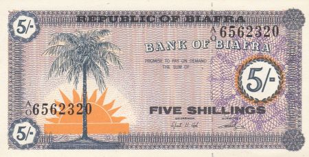 Biafra 5 Shillings 1967 Palmier, jeunes filles