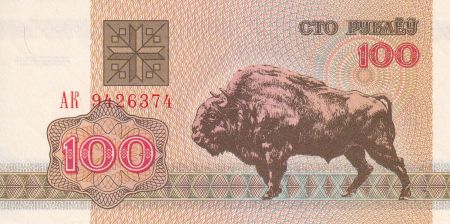 Biélorussie 100 Roubles - Bison - 1992 - NEUF - P.8