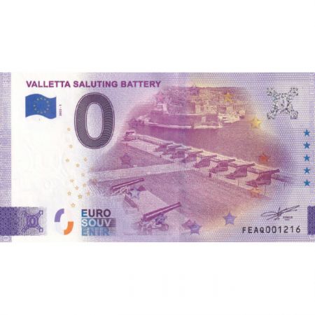 Billet 0 euro Souvenir -  La Valette - Saluting Battery - Malte 2022