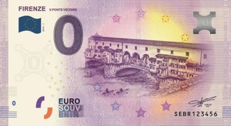 Billet 0 euro Souvenir -  Ponte Vecchio Florence - Italie 2019