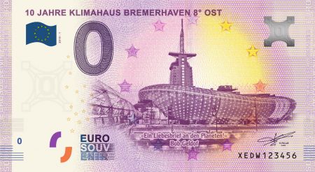 Billet 0 euro Souvenir - 10 ans de la Maison du Climat de Bremerhaven - Allemagne 2019
