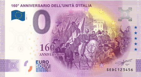 Billet 0 Euro Souvenir - 150 ans de l\'Union de l\'Italie - Italie 2021
