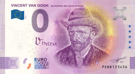 Billet 0 euro Souvenir - Autoportrait de Vincent Van Gogh - Pays-Bas 2022