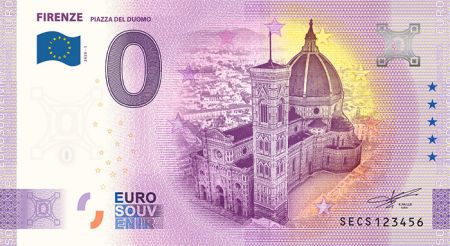Billet 0 Euro Souvenir - Cathédrale de Florence - Italie 2020