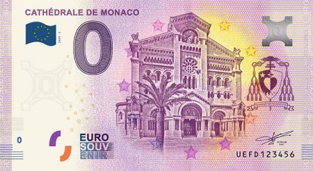 Billet 0 Euro Souvenir - Cathédrale de Monaco - Monaco 2020