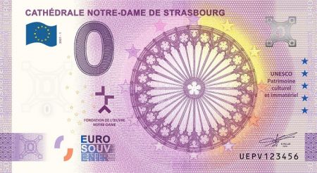 Billet 0 Euro Souvenir - Cathédrale de Strasbourg - France 2021