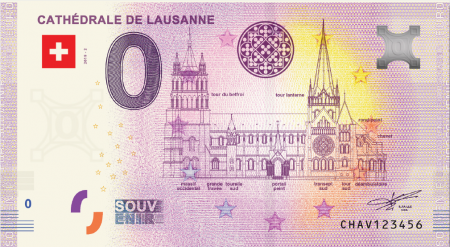Billet 0 Euro Souvenir - Cathédrale Notre-Dame de Lausanne - Suisse 2019