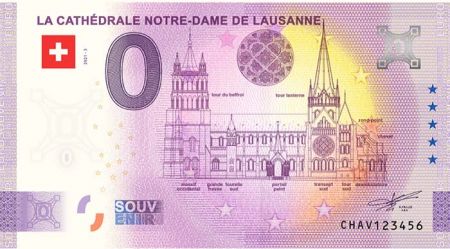 Billet 0 Euro Souvenir - Cathédrale Notre-Dame de Lausanne - Suisse 2021