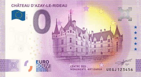 Billet 0 Euro Souvenir - Château d\'Azay le Rideau - France 2021
