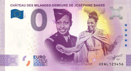 Billet 0 Euro Souvenir - Château des Milandes - Demeure de Joséphine Baker - France 2022
