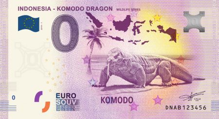 Billet 0 Euro Souvenir - Dragon de Komodo - Indonésie 2019