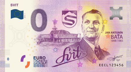 Billet 0 Euro Souvenir - Jan Antonio Bata -Svit - Slovaquie 2019