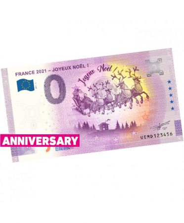 Billet 0 Euro Souvenir - Joyeux Noël - France 2021 - Version Anniversary