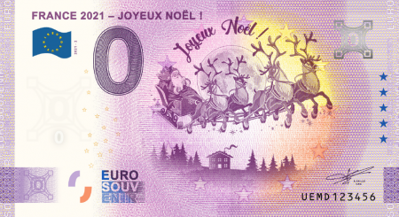 Billet 0 Euro Souvenir - Joyeux Noël - France 2021
