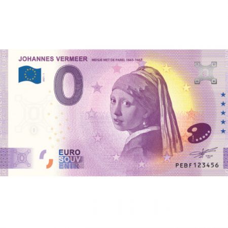 Billet 0 euro Souvenir - La Jeune fille à la Perle - Vermeer - Pays-Bas 2021 (1/6)