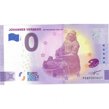 Billet 0 euro Souvenir - La Laitière - Vermeer - Pays-Bas 2021 (3/6)