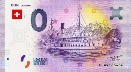 Billet 0 Euro Souvenir - Lac Léman Suisse 2018