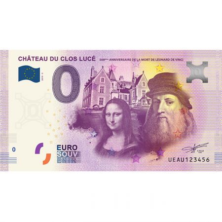Billet 0 Euro Souvenir - Léonard de Vinci et la Joconde - Château du Clos Lucé - France 2019