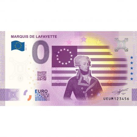 Billet 0 Euro Souvenir - Marquis de la Fayette - France 2021