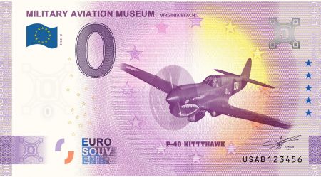 Billet 0 Euro Souvenir - Musée de l\'Aviation - P40 - USA 2022