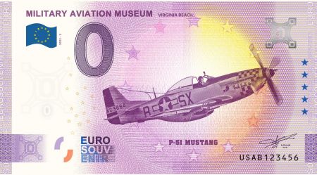 Billet 0 Euro Souvenir - Musée de l\'Aviation - P51 - USA 2022