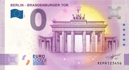Billet 0 Euro Souvenir - Porte de Brandebourg - Allemagne 2020