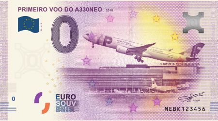 Billet 0 Euro Souvenir - Premier Vol de l\'A330Neo en 2018 - Portugal 2019