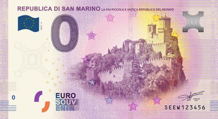 Billet 0 Euro Souvenir - République de San Marin 2017 - RARE