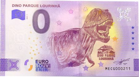 Billet 0 Euro Souvenir - T Rex - Dino Park - Portugal 2020