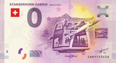 Billet 0 Euro Souvenir - Téléphérique Cabrio du Stanserhorn - Suisse 2019
