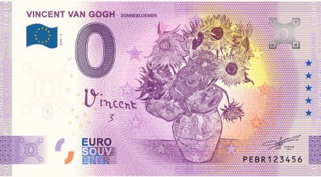 Billet 0 euro Souvenir - Vincent Van Gogh - Les Tournesols - Pays-Bas 2022
