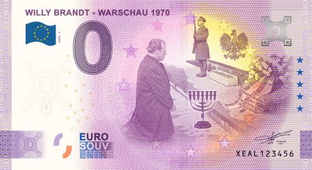 Billet 0 Euro Souvenir - Willy Brandt - Génuflexion de Varsovie - Allemagne 2020