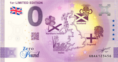 Billet 0 Pound Souvenir - 1e Edition Limitée Zero Pound 2021