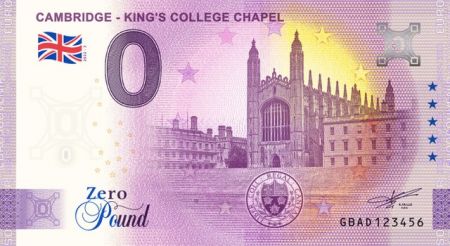 Billet 0 Pound Souvenir - Cambridge - King\'s College Chapel - Royaume-Uni 2022