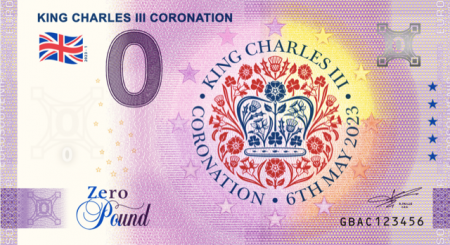Billet 0 Pound Souvenir - Couronnement Charles III - Royaume-Uni 2023