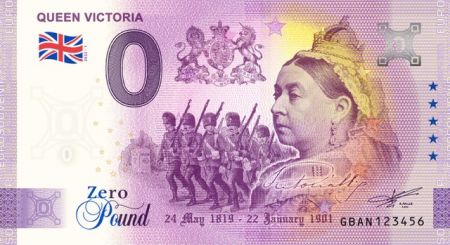 Billet 0 Pound Souvenir - Reine Victoria - Royaume-Uni 2022