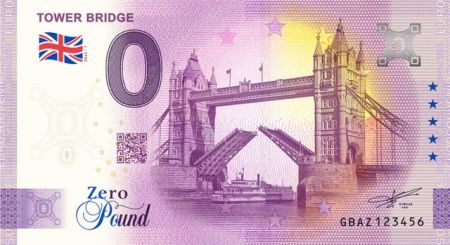 Billet 0 Pound Souvenir - Tower Bridge - Royaume-Uni 2022