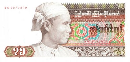 Birmanie 75 Kyats Gal Aun San - Danseur - 1985 - Série BG